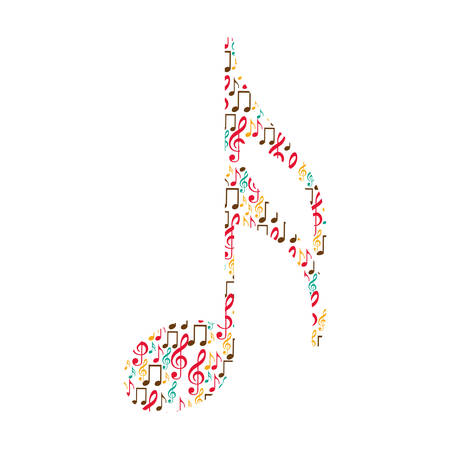 semiquaver note color silhouette formed by musical notes vector illustrationのイラスト素材