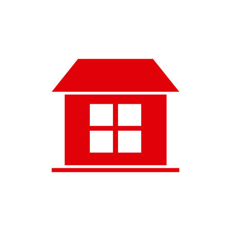 red silhouette simple facade house one room vector illustrationのイラスト素材