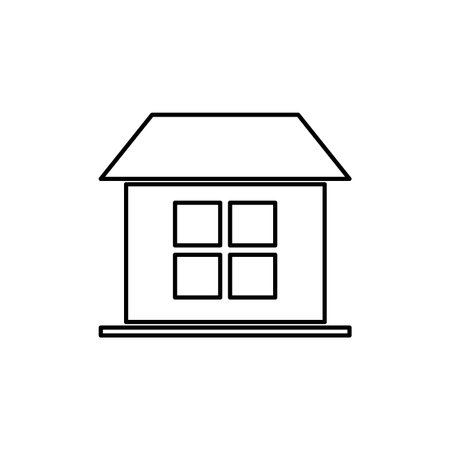 silhouette simple facade house one room vector illustrationのイラスト素材