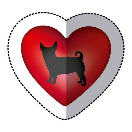 cute dog animal inside red heart, vector illustrationのイラスト素材