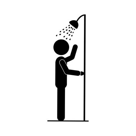 black silhouette pictogram person taking a shower vector illustrationのイラスト素材