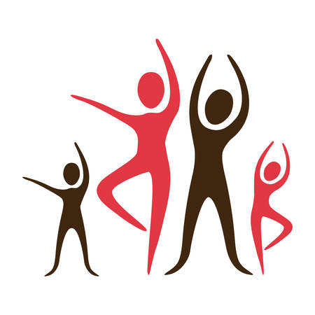 color pictogram of practice of ballet poses vector illustrationのイラスト素材
