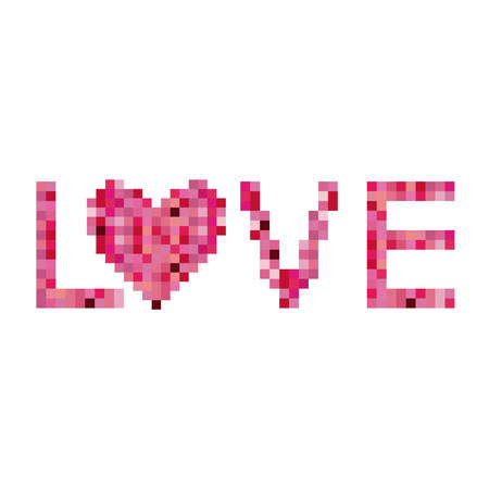 Colorful pixels forming the word love vector illustrationのイラスト素材