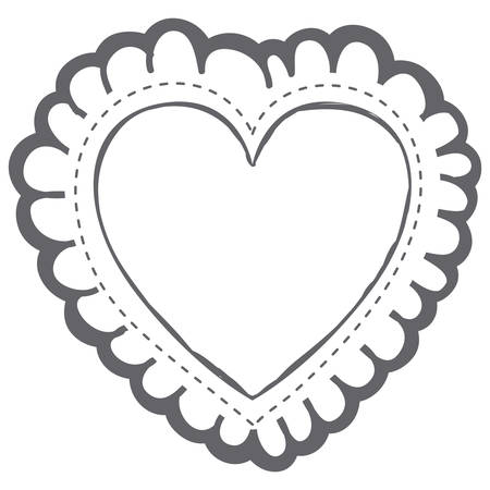 Monochrome silhouette decorative frame in heart shape with dotted around vector illustration.のイラスト素材