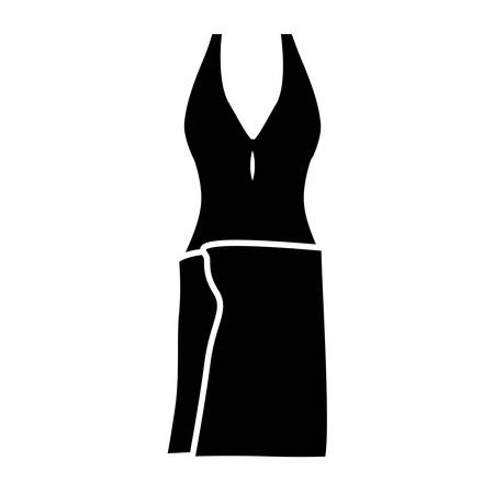 monochrome silhouette of female swimsuit and bathrobe vector illustrationのイラスト素材