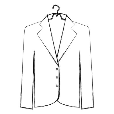 sketch silhouette of the male formal jacket in hanger vector illustrationのイラスト素材