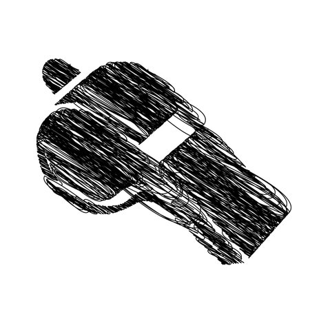 monochrome hand drawn sketch of whistle icon vector illustrationのイラスト素材