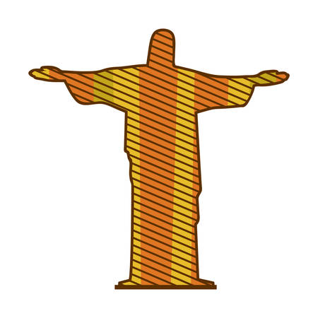 color silhouette of christ redeemer with background striped vector illustrationのイラスト素材