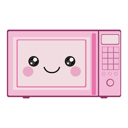 pink color silhouette of cartoon oven microwave vector illustrationのイラスト素材