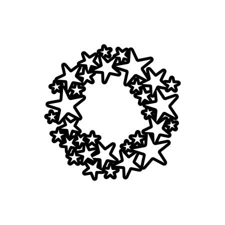 black thick contour with circle formed by stars vector illustrationのイラスト素材