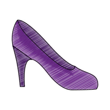 color pencil drawing of high heel purple shoe vector illustrationのイラスト素材
