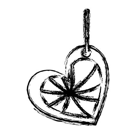 blurred sketch silhouette love heart abstract figure hanging for decoration vector illustrationのイラスト素材