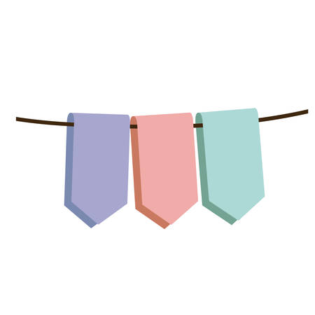 set pastel color decorative pennants celebration vector illustrationのイラスト素材