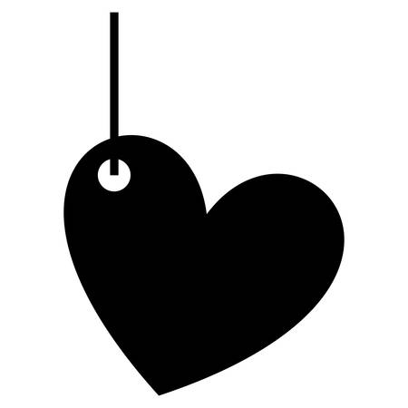 monochrome silhouette of black heart pendant of thread vector illustrationのイラスト素材