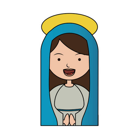 white background of colorful half body beautiful christian virgin vector illustrationのイラスト素材