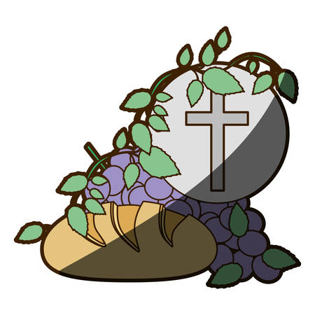color background with communion religious icons with half shadow vector illustrationのイラスト素材