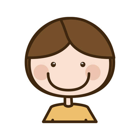 Color silhouette cartoon half body guy with brown hair vector illustration.のイラスト素材