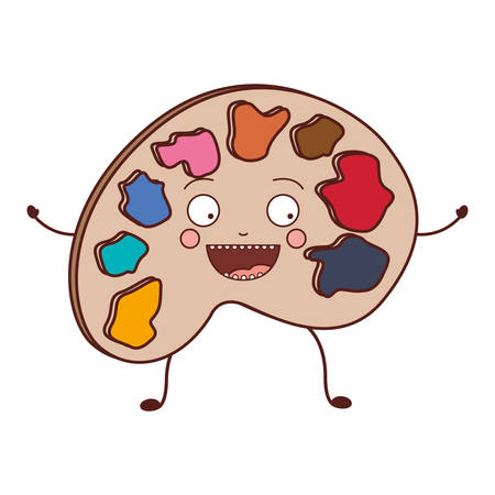 color caricature of watercolor palette art tool vector illustrationのイラスト素材
