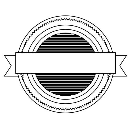 silhouette heraldic circle stamp with decorative ribbon vector illustrationのイラスト素材