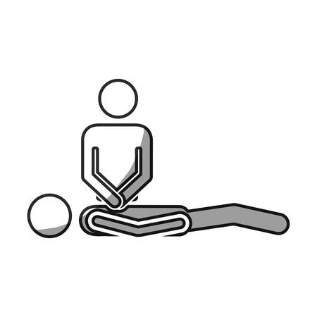 grayscale silhouette with pictogram rescue and helper patient vector illustrationのイラスト素材