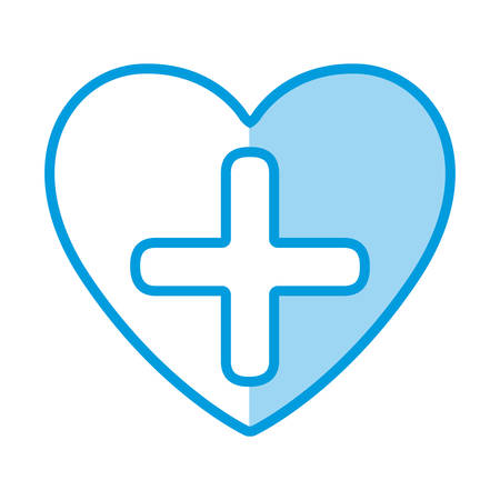 blue shading silhouette heart health with cross form vector illustrationのイラスト素材