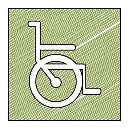 color pencil drawing square frame with wheelchair icon vector illustrationのイラスト素材