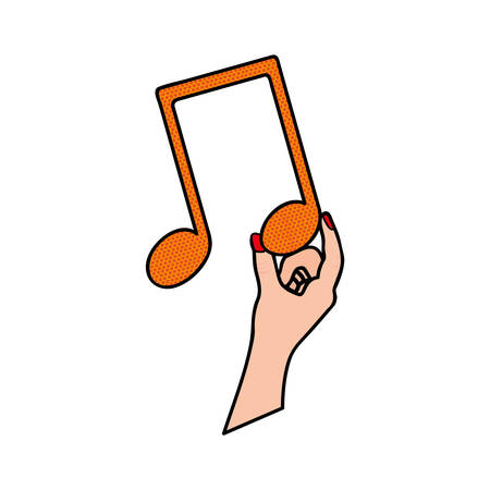 background with colorful hand holding the musical note vector illustrationのイラスト素材