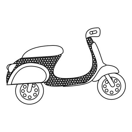 Monochrome silhouette of scooter with dotted contour vector illustrationのイラスト素材