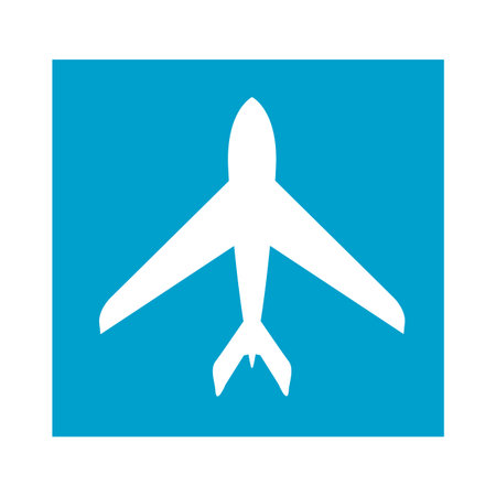 blue square frame with airplane icon vector illustrationのイラスト素材