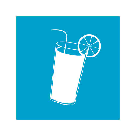 blue square frame with cocktail glass vector illustrationのイラスト素材