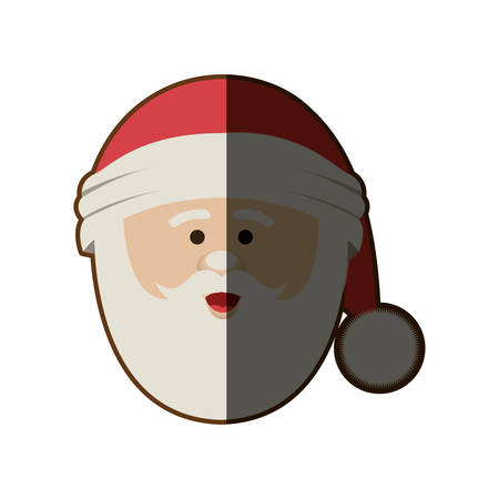 silhouette of santa claus face with christmas hat and half shadow vector illustrationのイラスト素材