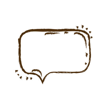 monochrome hand drawn silhouette of rounded rectangle speech vector illustrationのイラスト素材