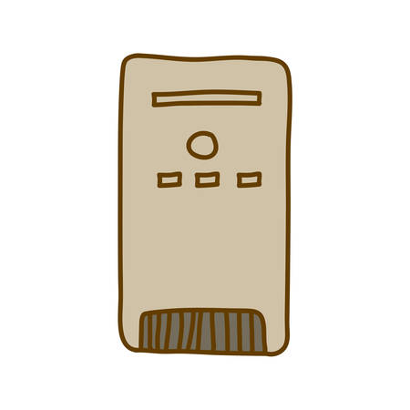 light colored hand drawn silhouette of desktop tower computer vector illustrationのイラスト素材