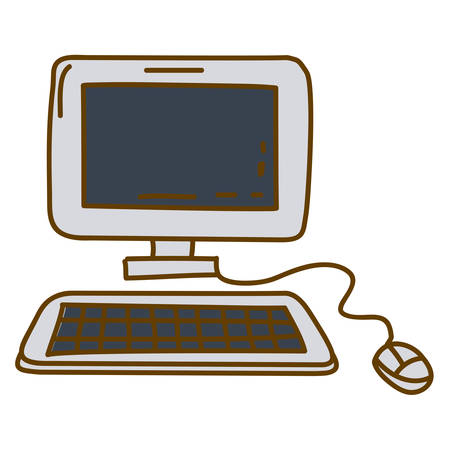light colored hand drawn silhouette of desktop computer vector illustrationのイラスト素材