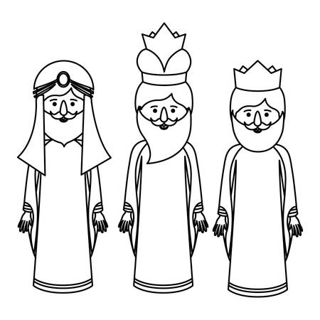 The three wisemen cartoons icon. Happy epiphany day holy night and christmas theme. Colorful design. Vector illustrationのイラスト素材