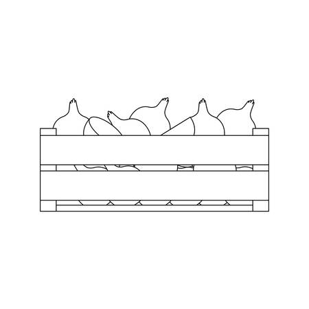 black silhouette of wooden box with onions vector illustrationのイラスト素材