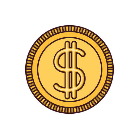 white background with money coin icon with black contour vector illustrationのイラスト素材