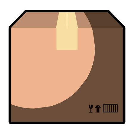 color silhouette with box of cardboard sealed with half shadow vector illustrationのイラスト素材