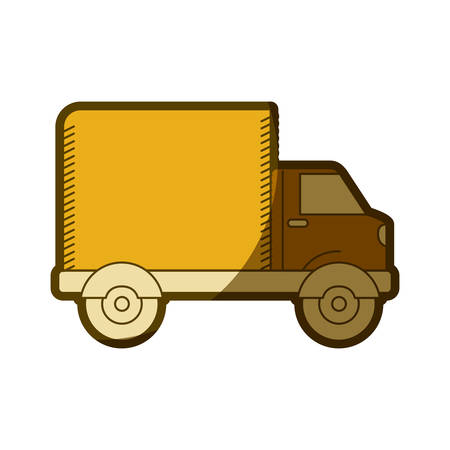 yellow aged silhouette of truck with wagon vector illustrationのイラスト素材