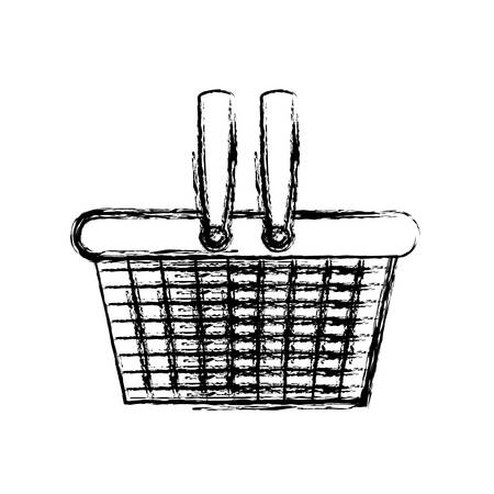 monochrome blurred silhouette of shopping basket vector illustrationのイラスト素材