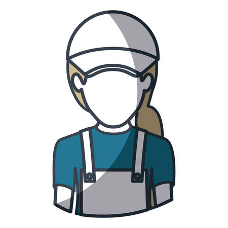 color silhouette and thick contour of half body of faceless delivery woman vector illustrationのイラスト素材