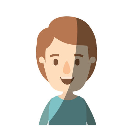 Light color shading caricature half body boy with hairstyle vector illustrationのイラスト素材