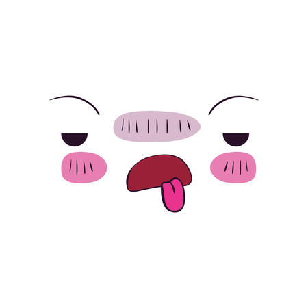 colorful facial expression unpleasant kawaii vector illustrationのイラスト素材