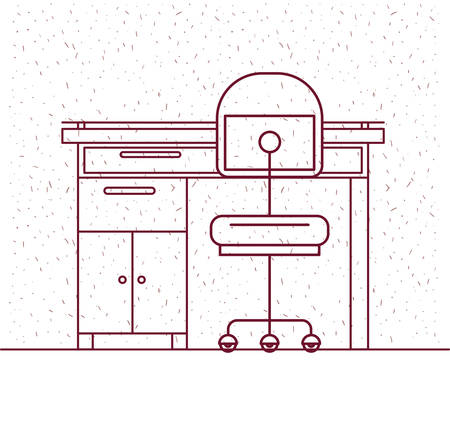 white background with sparkles and silhouette work place office interior vector illustrationのイラスト素材