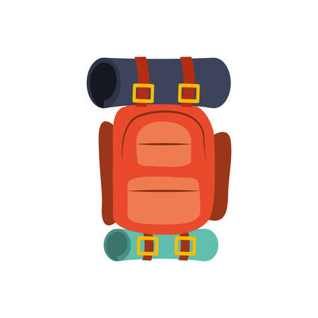 colorful silhouette with camping backpack vector illustrationのイラスト素材