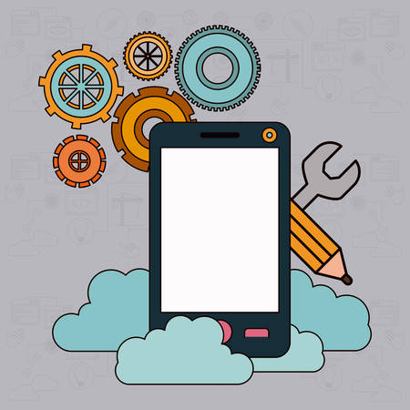 background with smartphone and storage cloud service vector illustrationのイラスト素材