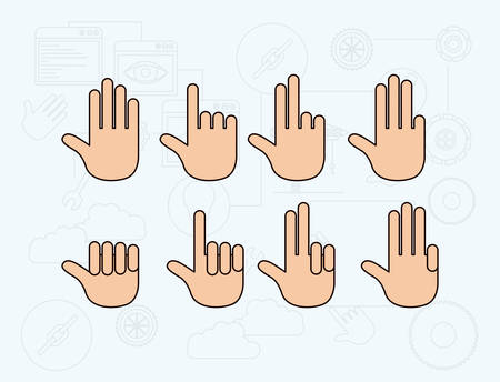color background with set of gesture hands vector illustrationのイラスト素材