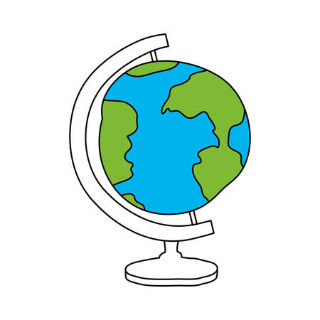 silhouette color section of hand drawn earth globe vector illustrationのイラスト素材
