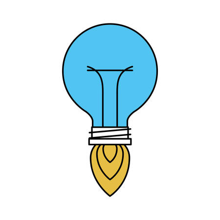 color sectors silhouette of bulb light in shape of rocket vector illustrationのイラスト素材