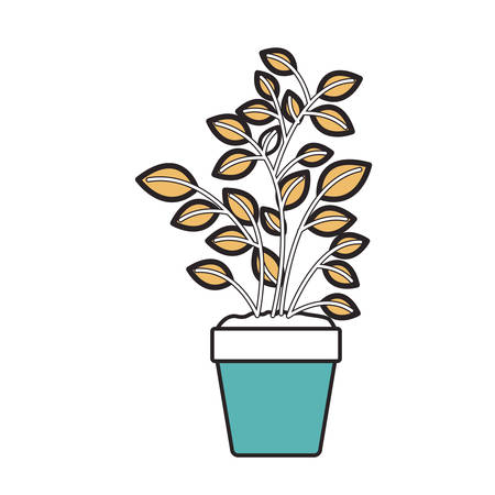 silhouette color sections of plant pot vector illustrationのイラスト素材